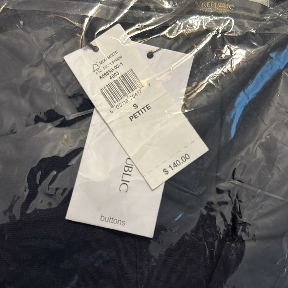 NWT! Banana Republic Preppy Navy Poplin Tie-Waist Midi Dress - Multiple 🦋💫⭐️ - Picture 8 of 9